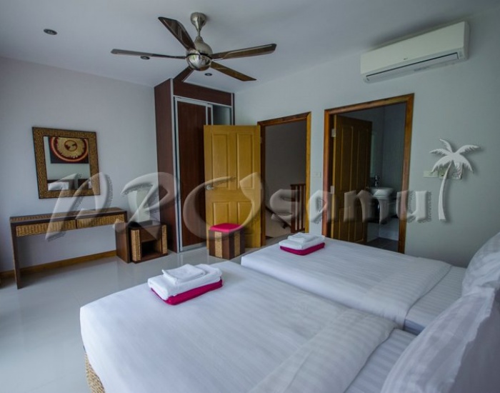 Спальня с раздельными кроватями дома на пляже Чонг Мон - HR0622