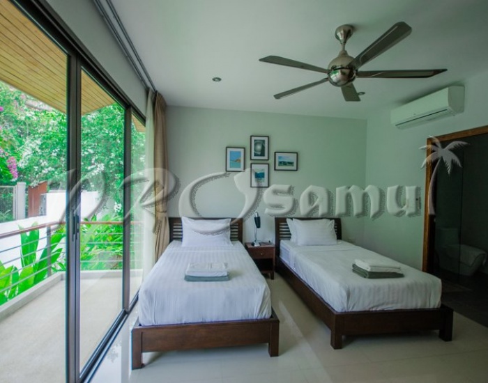 Спальня с раздельными кроватями дома на пляже Чонг Мон - HR0621