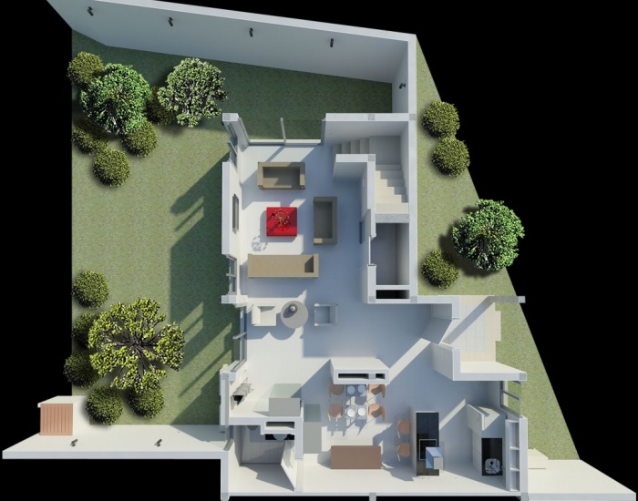 План 1 этажа дома на пляже Чонг Мон - HR0799